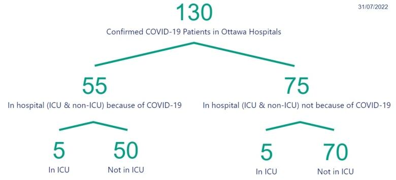 A chart showing the number of hospitalizations in Ottawa due to COVID-19.