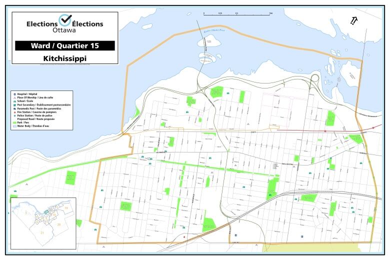 A map shows the boundaries for Ward 15 Kitchissippi.