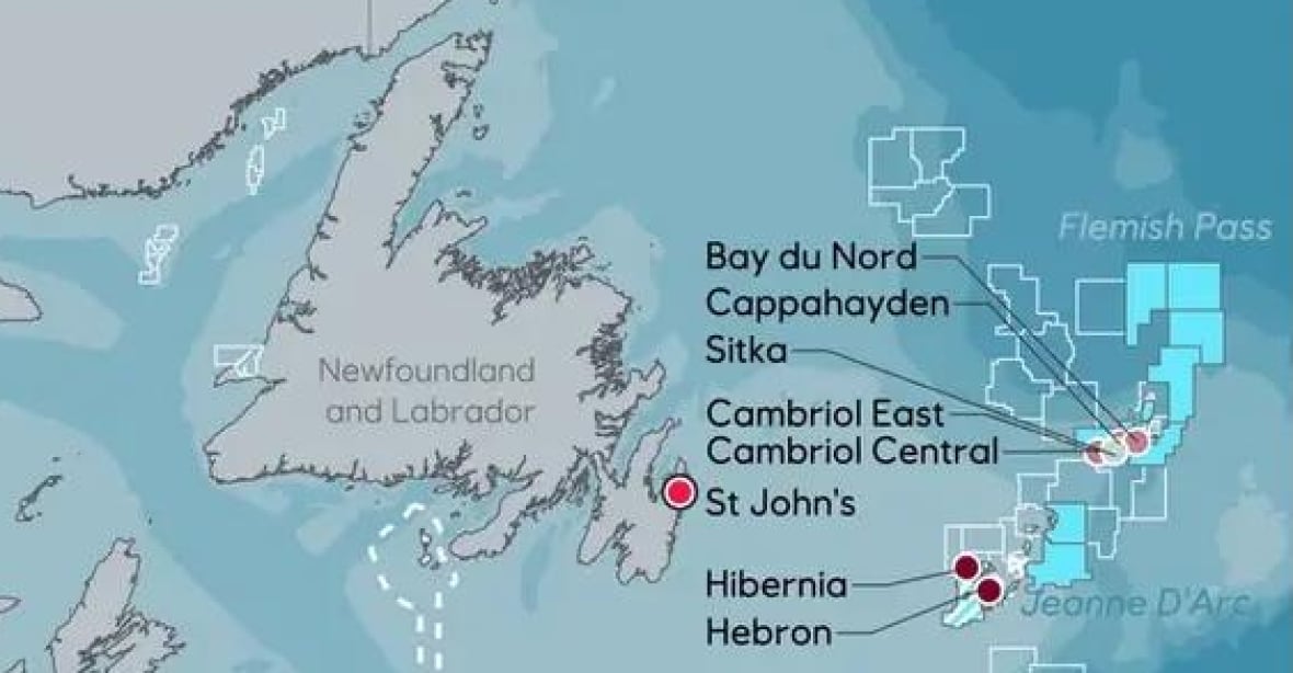 A representation  depicts offshore lipid  exploration sites disconnected  the Newfoundland coast.