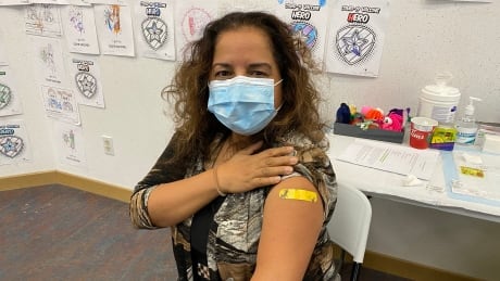 NWT Chief Public Health Officer Dr. Kami Kandola receiving her annual flu vaccine at the Yellowknife vaccine clinic on Oct. 14, 2022. Dr. Kandola Flu Shot