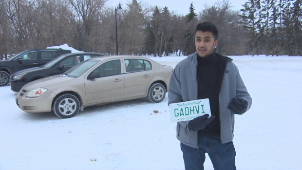 CU5T0M: What's the story behind people's personalized Sask. licence plates?; Kanishk Gadhvi bought his personalized licence plate, which reads "GADHVI," before he'd even purchased his vehicle because it was important he reserve his last name for the car he was going to get.