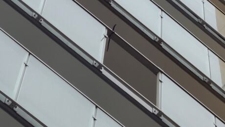 glass panel missing condo building hunter