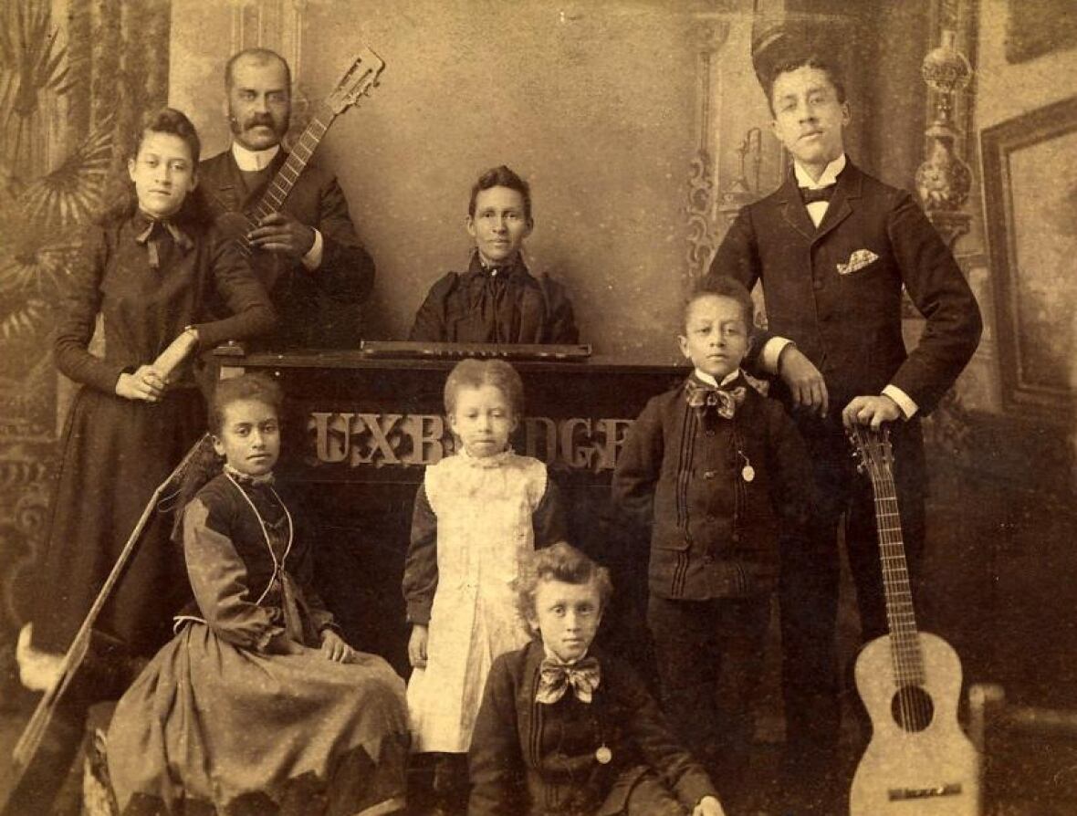 black and white photo of family