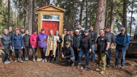 Jodi Fay, centre, pictured with volunteers who helped her build the garden