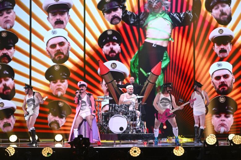 LIVERPOOL, ENGLAND - MAY 08: Let 3, representatives for Croatia, perform during the first dress rehearsal for Semi Final 1 of the Eurovision Song Contest 2023 at M&S Bank Arena on May 08, 2023 in Liverpool, England. (Photo by Anthony Devlin/Getty Images)