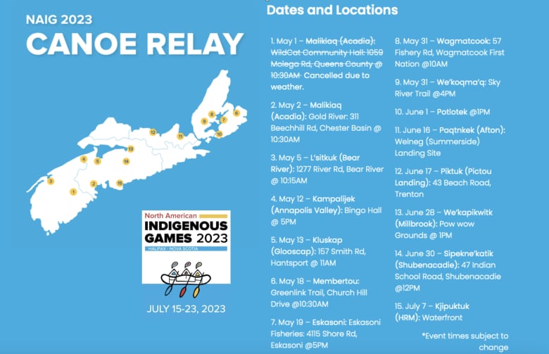 Attend the Canoe Relay throughout Mi'kmaq communities to celebrate Indigenous athletes CBC News