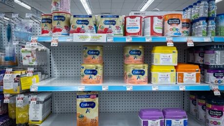 Baby formula sitting on shelf at a B.C. Shoppers Drug Mart