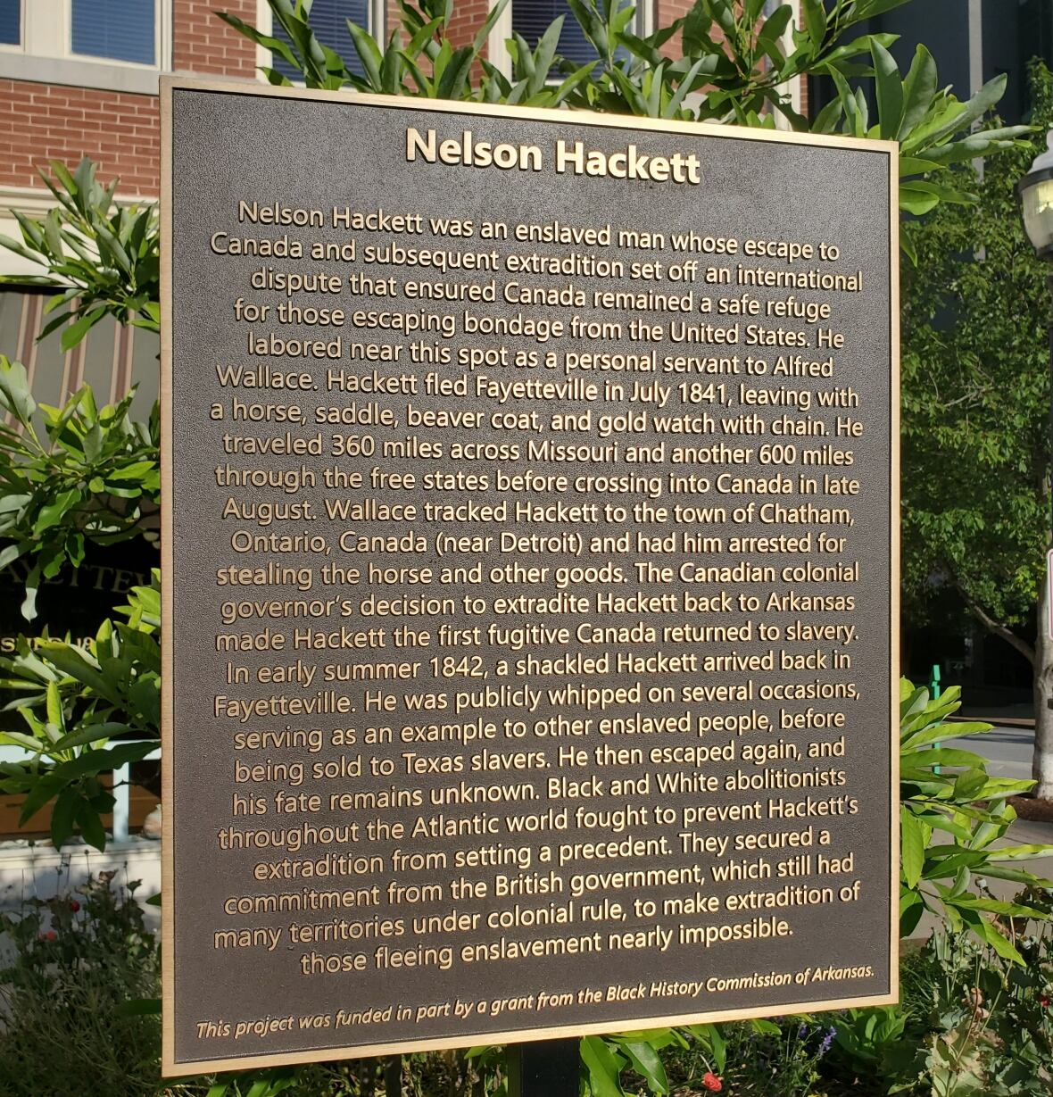 Arkansas city honours enslaved man who fled to Chatham, Ont., — and was