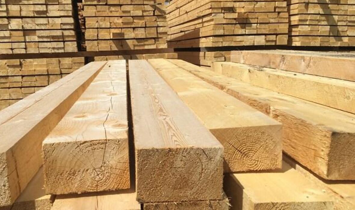 Pile of square cut lumber.