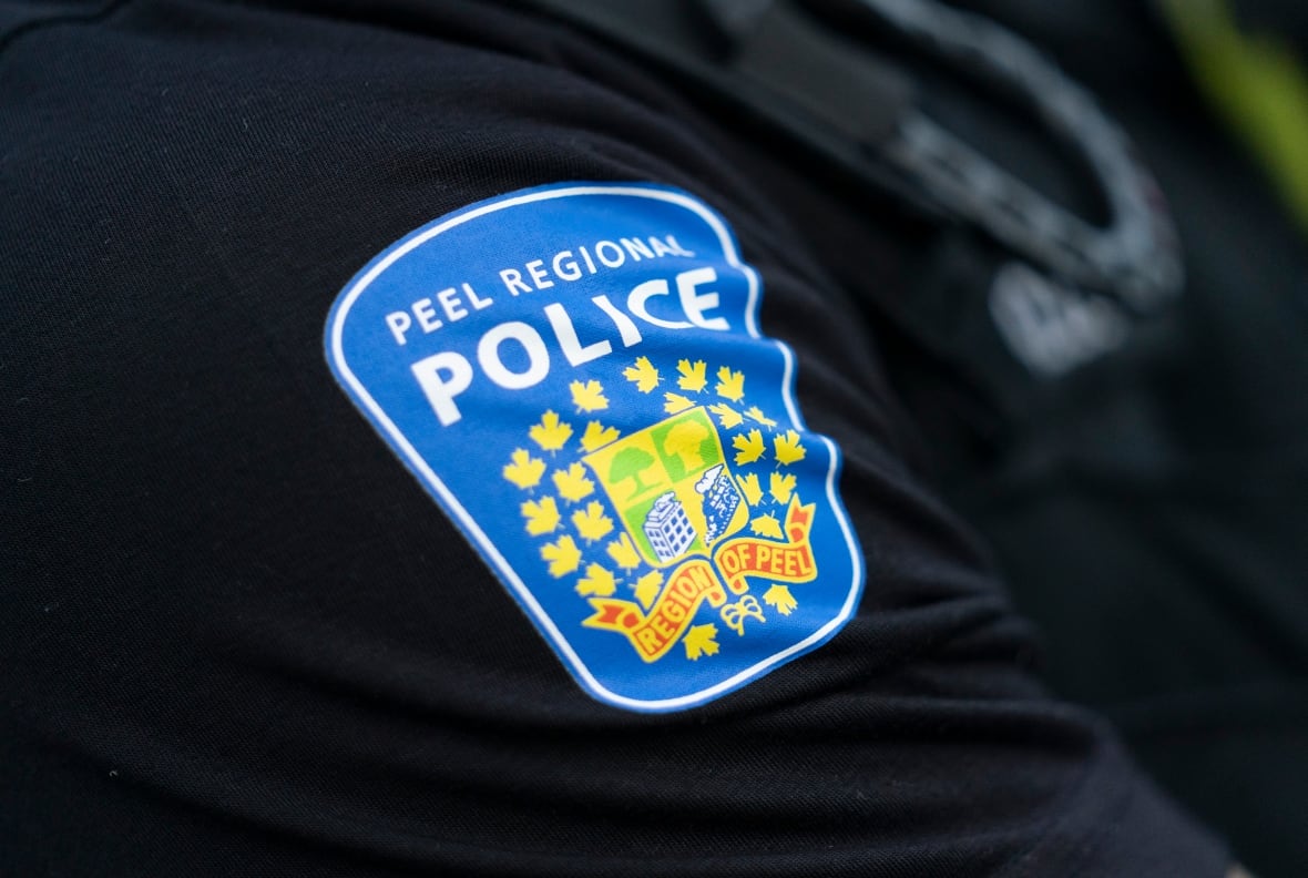 Close up of a a Peel Regional Police shoulder patch on a police uniform