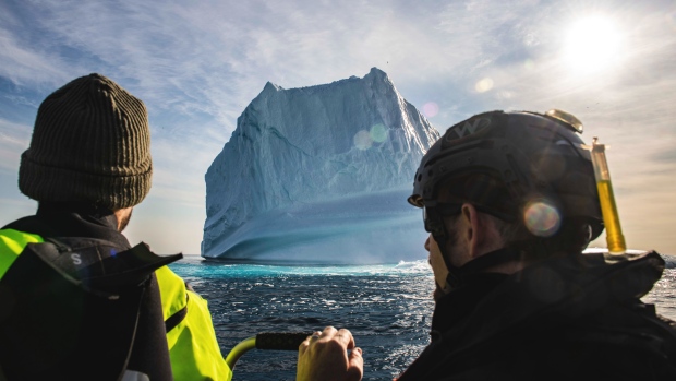 Canadian navy ship spots 25-storey iceberg on the way to Arctic training operation; An iceberg — one of the smaller ones seen by the crew — viewed from the deck of HMCS Harry DeWolf as the ship begins the latest Op NANOOK training operation\. 