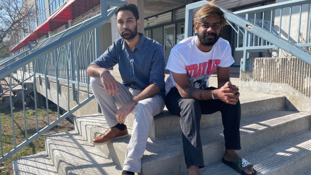 Northern Ontario colleges rely on students from India to survive.  What if that revenue strategy fails?; Guruvendra Panu \(left\) and Joseph Kadasani \(right\) are second year students in a Northern College business program delivered at Pures College's Scarborough campus\. They weren't expecting so many fellow Indian students in their classroom, but overall, they are happy with the course and feeling optimistic about entering the Canadian labour market\. 
