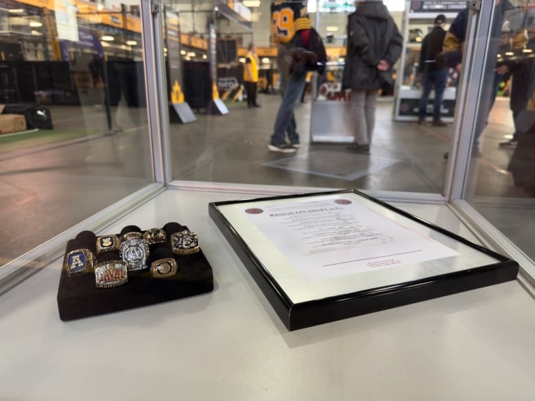 Several Grey Cup rings were on display at the John Weir Foote armoury in Hamilton during Grey Cup week.