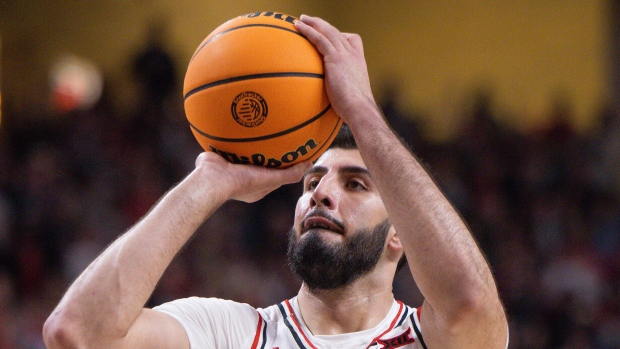 B.C.-born NCAA basketball player confronts fan after allegedly being called a 'terrorist'; Fardaws Aimaq shoots a free throw during the second half of an NCAA college basketball game, Feb\. 25, 2023, in Lubbock, Texas\. 