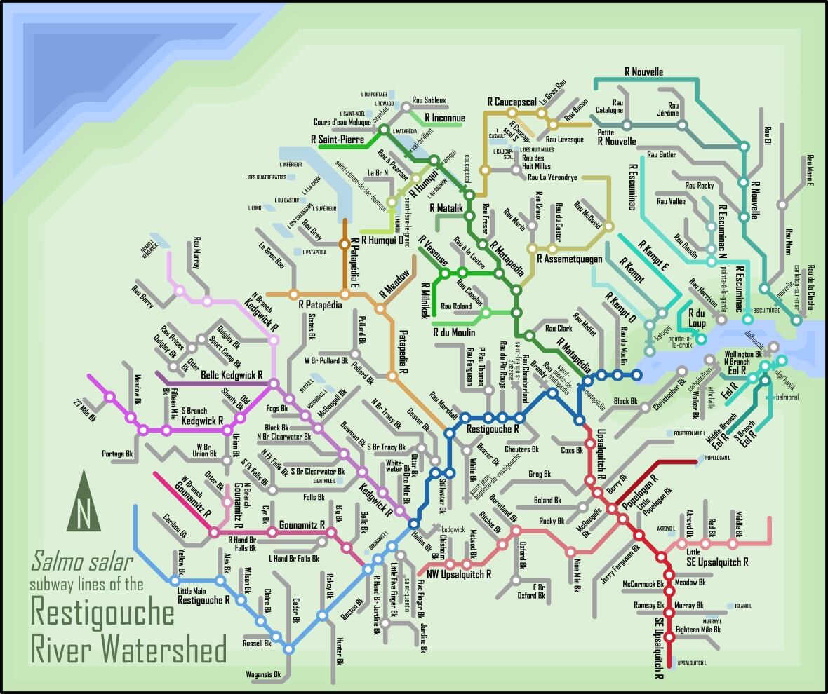 Next stop Bartibog Map depicts rivers of New Brunswick as giant subway