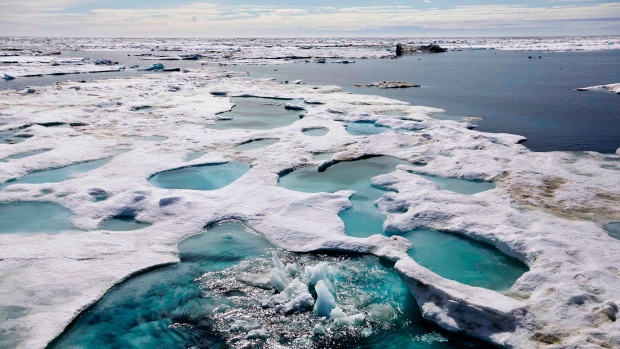 Local Indigenous communities key to Arctic security, experts say; The federal government is pledging to work with its American counterparts after the U\.S\. claimed parts of the Arctic seafloor that Canada also wants\. In this July 16, 2017, file photo, ice is broken up by the passing of the Finnish icebreaker MSV Nordica as it sails through the Beaufort Sea off the coast of Alaska\.