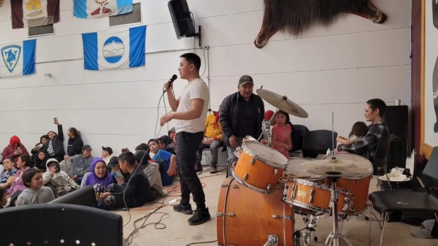 Kugluktuk community member planning youth music workshop is hopeful for funding; A musical performance in Kugluktuk\. Megan Klengenberg, a community volunteer, is hoping to organize a music workshop that would teach youth how to play instruments, square dance and use recording equipment\. 