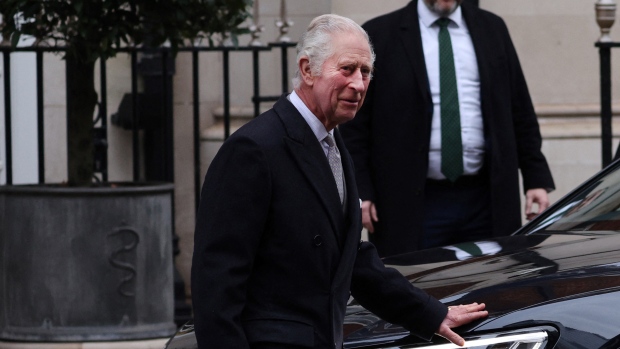 King Charles diagnosed with cancer, Buckingham Palace says; Britain's King Charles III leaves the London Clinic, in London, on January 29, 2024\. Britain's King Charles III, 75, stayed the London Clinic following prostate surgery on January 26, 2024\. 