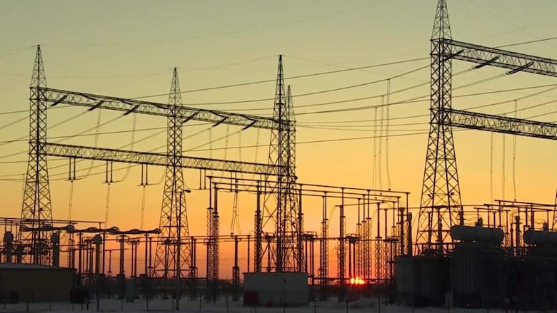 Hydro lines at twilight.
