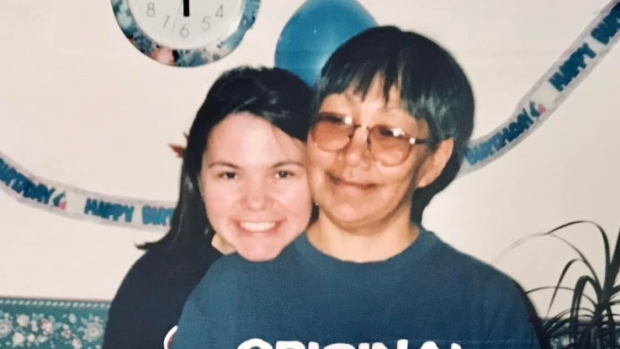 Her mom's lung cancer was caught too late. It's part of a pattern in Nunavik; Louisa Tuckatuck MacDonald from Kuujjuaraapik, Nunavik, died in 2007 from lung cancer\. Pictured on her 49th birthday with her daughter, Natasha Ita MacDonald, she was diagnoised just seven months before her death\.