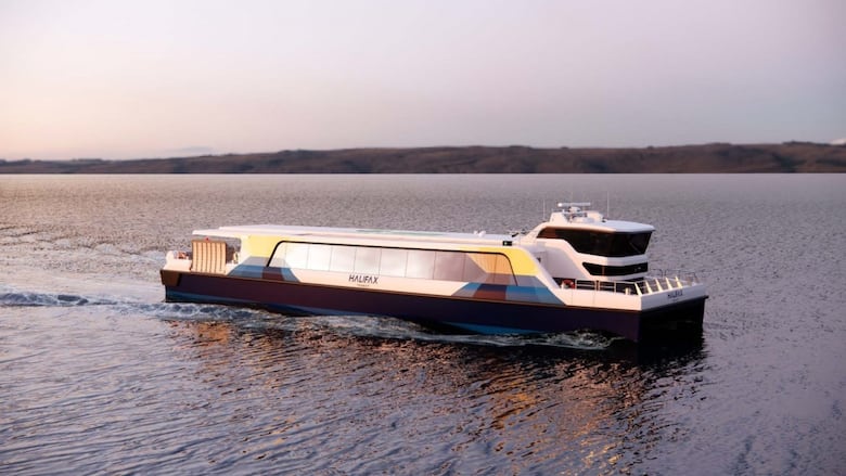 a rendering of a ferry terminal with boats departing 