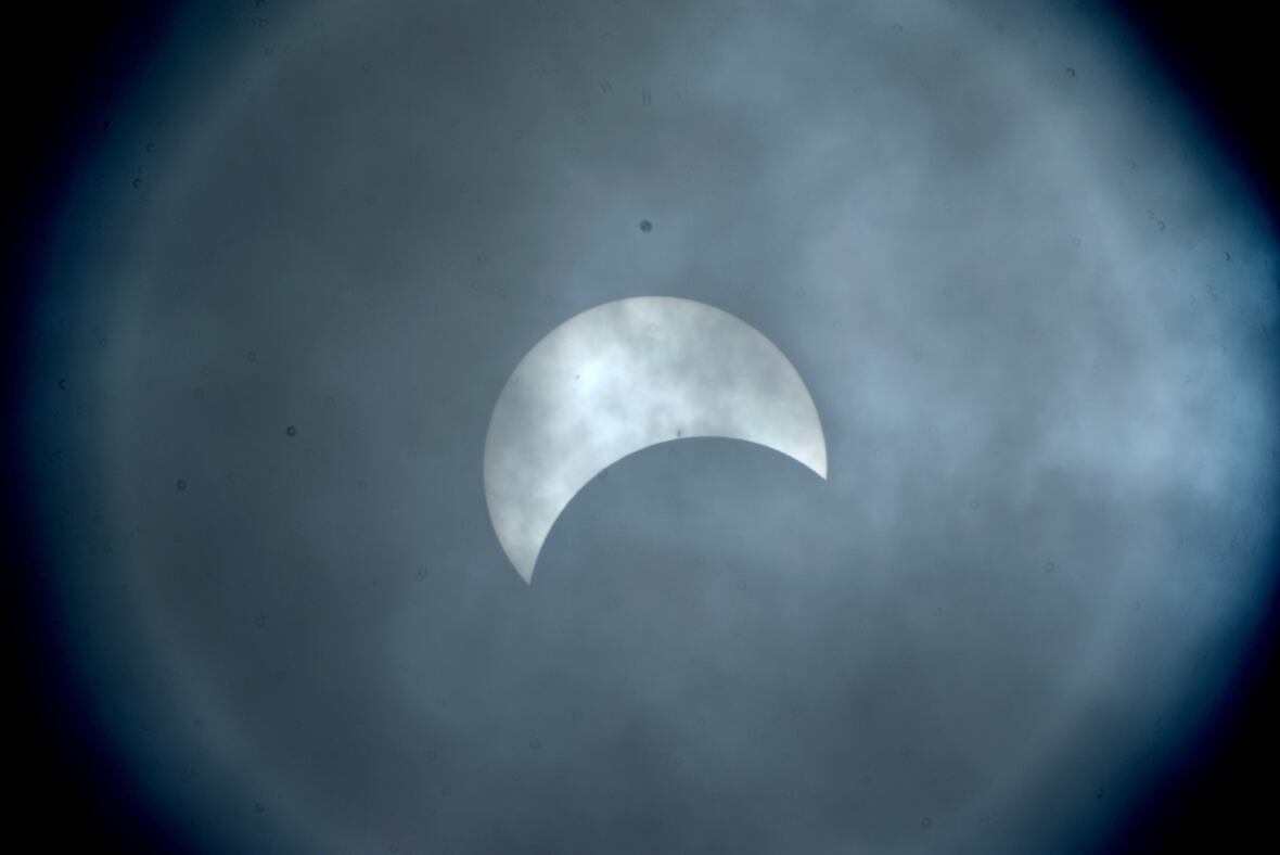 A view of the solar eclipse at York University’s Allan I. Carswell Astronomical Observatory at 2:47 p.m. ET with no filter.