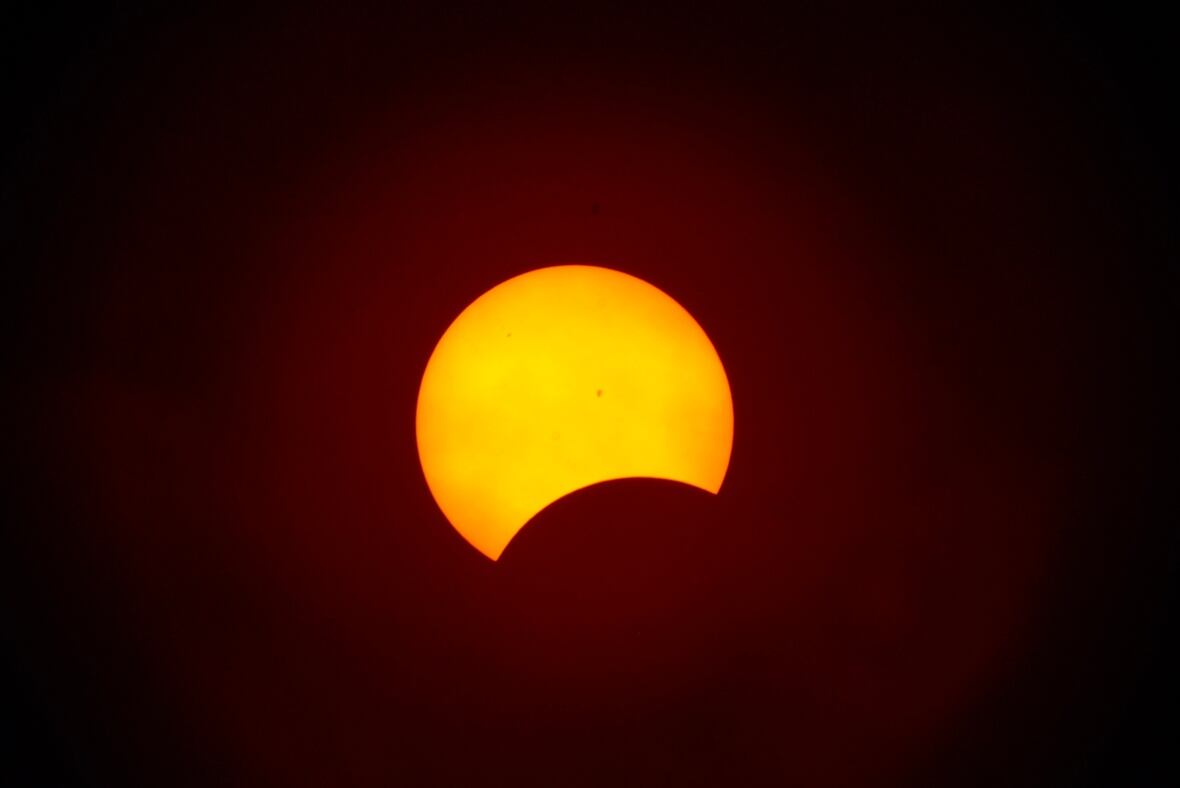 A view of the solar eclipse from York University’s Allan I. Carswell Astronomical Observatory taken at 2:28 p.m. ET.