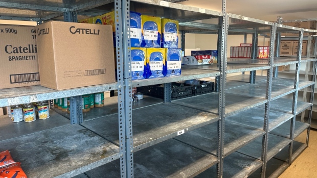 Advocates call for action as N.L. leads country in severe food insecurity; These are some of the shelves at the McSheffrey Resource Centre's food bank in St\. John's\. Alison Hollahan, the East End Food Banks Coalition Coordinator, says food is flying off the shelves so the food bank is asking around for more donations\.  