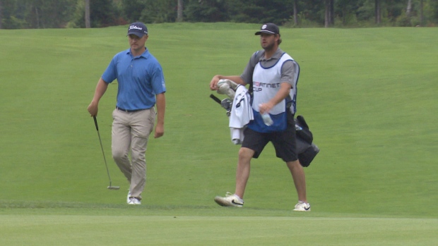 Lone New Brunswicker takes on local PGA tournament; Eric Banks of Quispamsis making his PGA Tour Americas debut alongside his caddie Brett Wilson of Fredericton\. Both will be back on the course at Mactaquac tomorrow afternoon at 1:20\. 