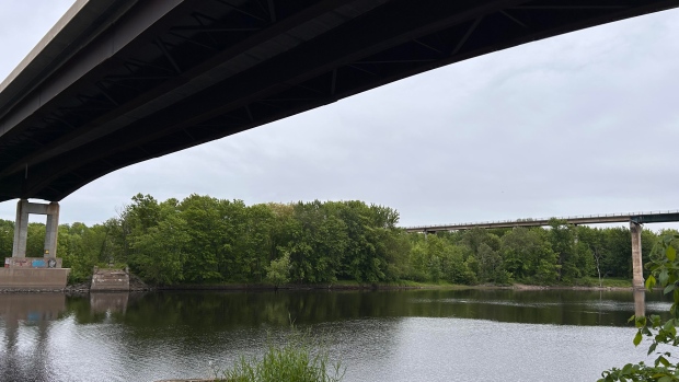 Jemseg, the nexus point of New Brunswick; A modern highway bridge and an abandoned bridge from the 1960s still stand today in Jemseg, but a historian says the area has long been an important spot for travel through New Brunswick\.