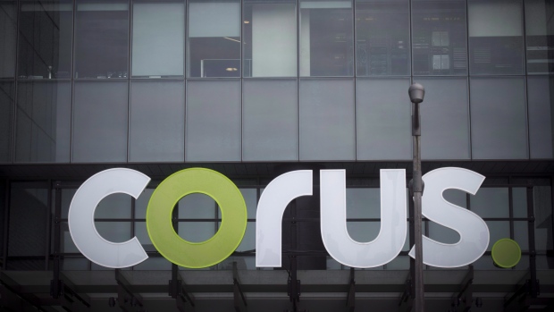 Corus Entertainment 'aggressively' cutting costs, laying off more employees as revenue slumps; The Corus logo at Corus Quay in Toronto is shown on Friday, June 22, 2018\. Corus Entertainment Inc\. reported its first-quarter profit fell compared with a year ago as its revenue edged higher, boosted by gains in television advertising\. THE CANADIAN PRESS/ Tijana Martin