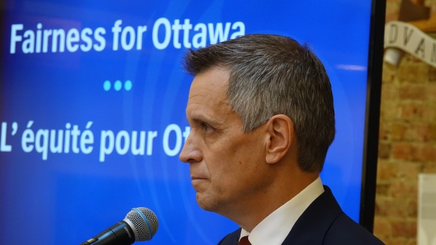 Mayor says Ottawa facing 'financial crisis,' blames feds for shortchanging city; Ottawa Mayor Mark Sutcliffe called a news conference Aug\. 8, 2024 to talk about what he called a financial crisis in the city\.