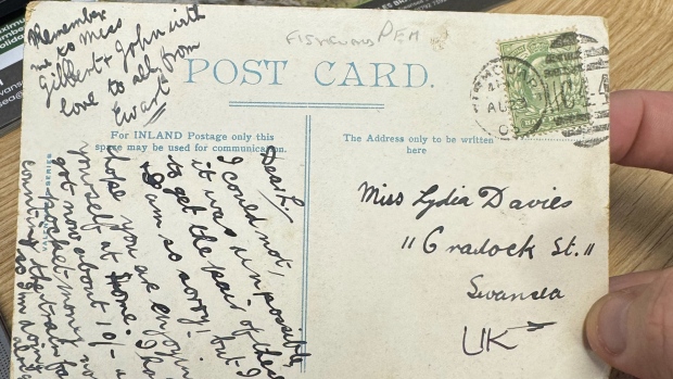 WATCH | #TheMoment a postcard arrived at a Wales address 121 years late; Henry Darby, communications manager for the Swansea Building Society in Wales, recounts the moment their bank received what appeared to be a 121-year-old postcard in the mail\.