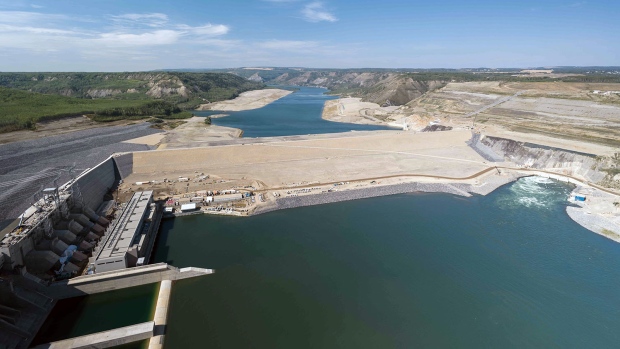 N.W.T. officials stress need for information-sharing agreement with B.C. Hydro on Site C dam; The reservoir at the Site C hydroelectric project is seen on Aug\. 25, 2024, as it fills with water\. The controversial megaproject will be fully online in 2025, as protests continue over its impact to wildlife and agricultural land\.