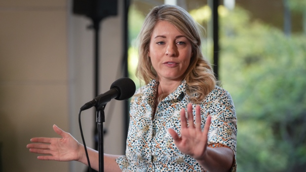The government's stance on military exports to Israel is anything but clear-cut; Foreign Affairs Minister Mélanie Joly told reporters at the Liberal caucus retreat that "will not have any forms of arms" made in Canada used in the Gaza Strip\. Joly speaks to reporters at the Liberal caucus retreat in Nanaimo, B\.C\., Tuesday, Sept\. 10, 2024\. THE CANADIAN PRESS/Darryl Dyck