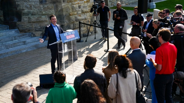 Conservatives are targeting Singh over his pension — but Poilievre's is three times larger; Conservative Leader Pierre Poilievre holds a press conference on Parliament Hill in Ottawa on Wednesday, Sept\. 11, 2024\. 
