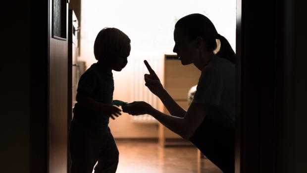 Feeling stressed and anxious? Join the modern parenting club; Mom disciplining her child\. Teaching-parenting your kid concept\. 