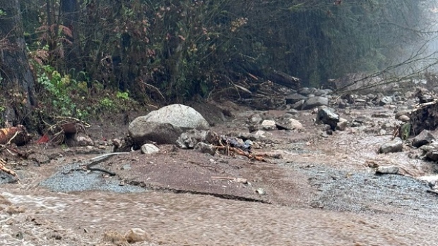 Homeowner reported missing amid mudslide in Coquitlam, B.C.; A mudslide closed Quarry Road between Calgary Drive and MacIntyre Road in Coquitlam on Saturday, Oct\. 19, 2024, as an atmospheric river hit B\.C\.