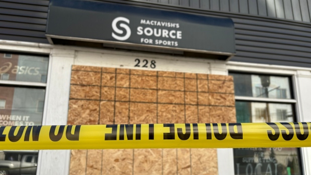 What makes a local business? For owner of store destroyed by arson, it's all about community; MacTavish's Source for Sports was boarded up and blocked by caution tape after a fire heavily damaged the building's interior\. But the store's co-owner says the community has stepped up to offer its support\.