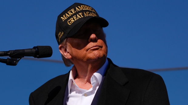 Canadian government already bracing for potential Trump tariffs; Republican presidential nominee former President Donald Trump speaks at a campaign rally at Albuquerque International Sunport, Thursday, Oct\. 31, 2024, in Albuquerque, N\.M\. 