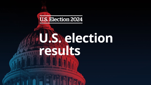 Get all the U.S. election results; The White House is shown with U\.S\. election results written in front of it\.