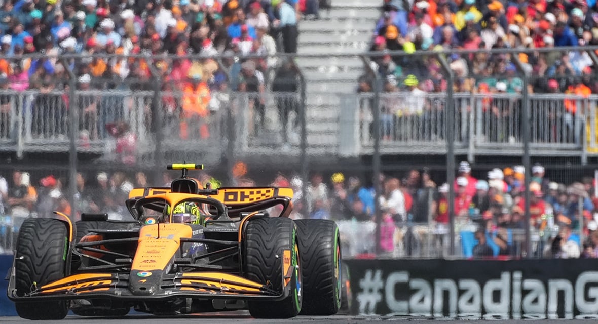 McLaren driver Lando Norris of the United Kingdom drives during the Canadian Grand Prix Formula 1 car race in Montreal on June 9, 2024.