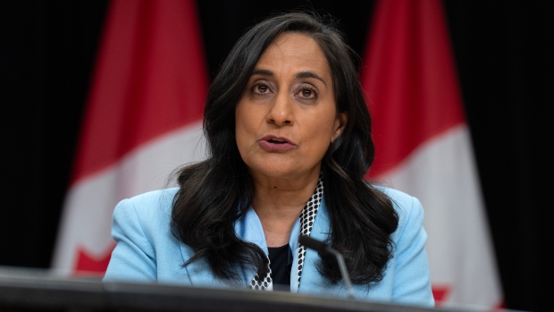 Transport Minister Anita Anand won't run for Liberal leadership, won't seek re-election; President of the Treasury Board Anita Anand responds to a question during a news conference in Ottawa, Tuesday, June 18, 2024\. THE CANADIAN PRESS/Adrian Wyld