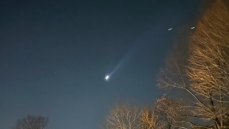 An image that appears to show multiple drones in flight over Bernardsville, N.J.