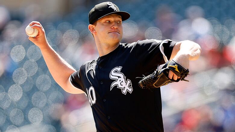 Chicago White Sox pitcher Michael Soroka delivers a pitch against the hometown Minnesota Twins in the first inning of an April 25, 2024 MLB regular-season game at Target Field in Minneapolis.