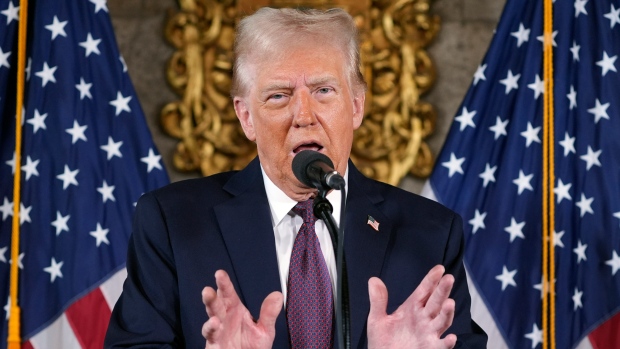 Trump bump: U.S. citizenship renunciation inquiries surge in Canada, lawyers say; President-elect Donald Trump speaks during a news conference at Mar-a-Lago, Tuesday, Jan\. 7, 2025, in Palm Beach, Fla\. 
