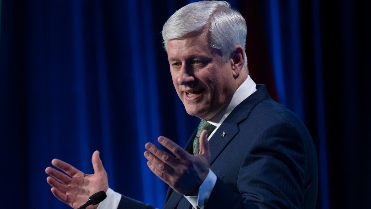 Former premier  curate  Stephen Harper delivers the keynote code  astatine  a conference, Wednesday, March 22, 2023 successful  Ottawa.  THE CANADIAN PRESS/Adrian Wyld