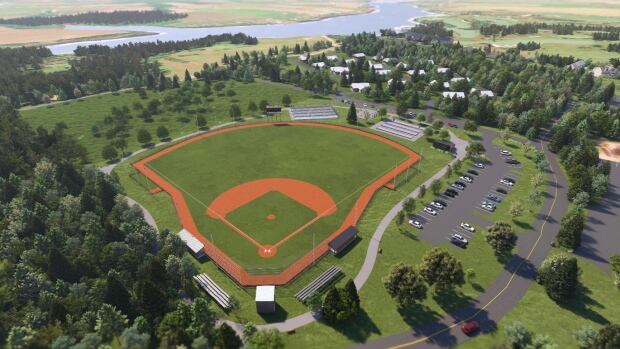 Baseball field digitally rendered