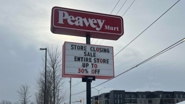 Farm goods retailer Peavey Mart closing all stores and seeking creditor protection; The Peavey Mart location on Hyde Park Road in London, Ont\., is one of 24 locations the store is planning to close by April\. 