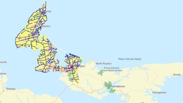 For the second Monday in a row, thousands of people in western Prince Edward Island are without power. digital power outage map on a website